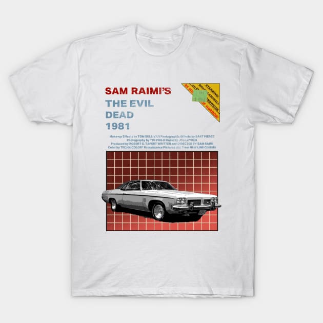 Evil Dead Oldsmobile (Red Title Text) T-Shirt by MakroPrints